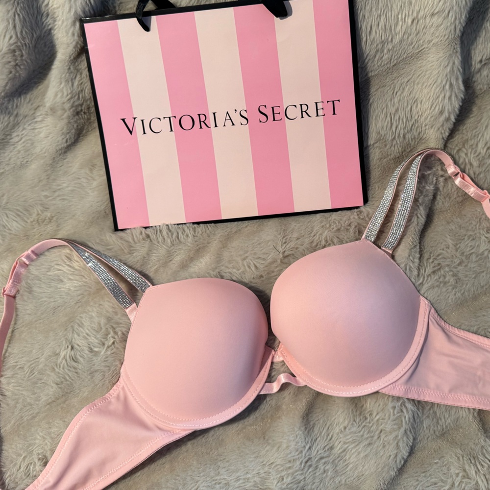 Victoria's Secret Pink and Silver Satin Bra